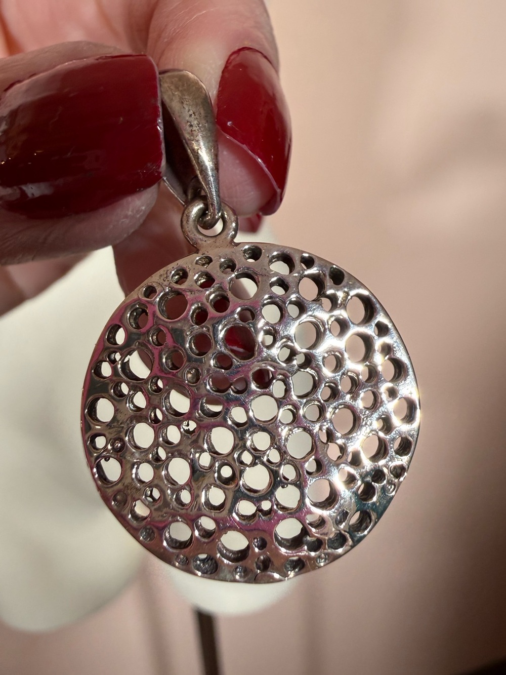 Vintage modernist Sterling silver minimalist abstract pendant necklace